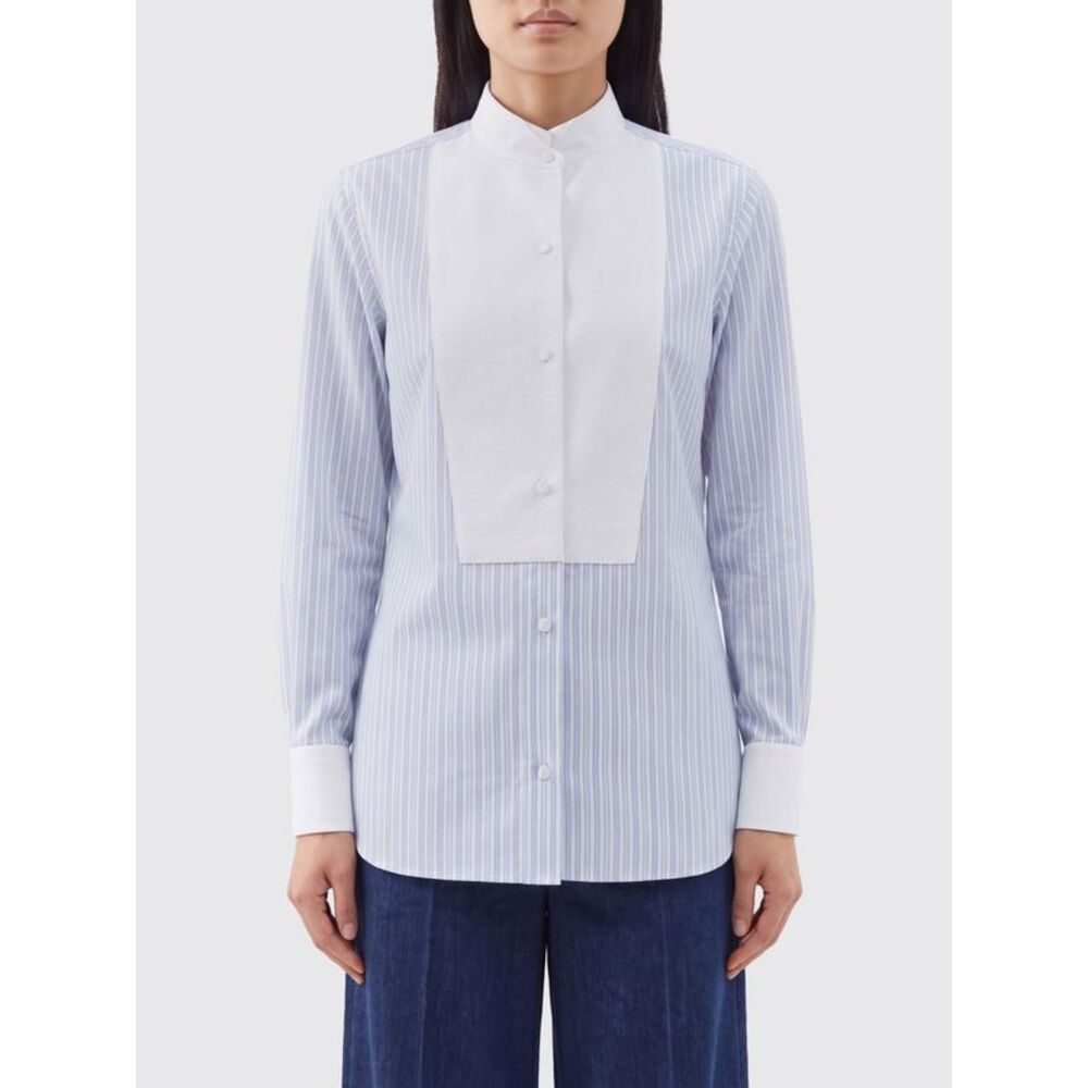 Tom Ford Women Tom Ford Striped Cotton Slim Fit Shirt With Mandarin Collar